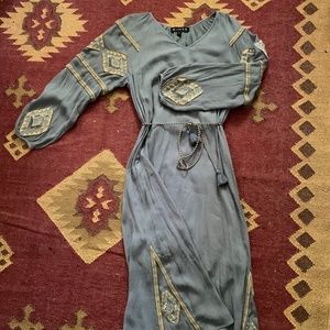 Grey Blue Ethereal Embroidered Dress